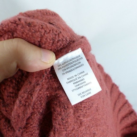Nordstrom Love Fire Beautiful Cable Knit Balloon Sleeve Marsala Rust Size XL - Picture 7 of 7